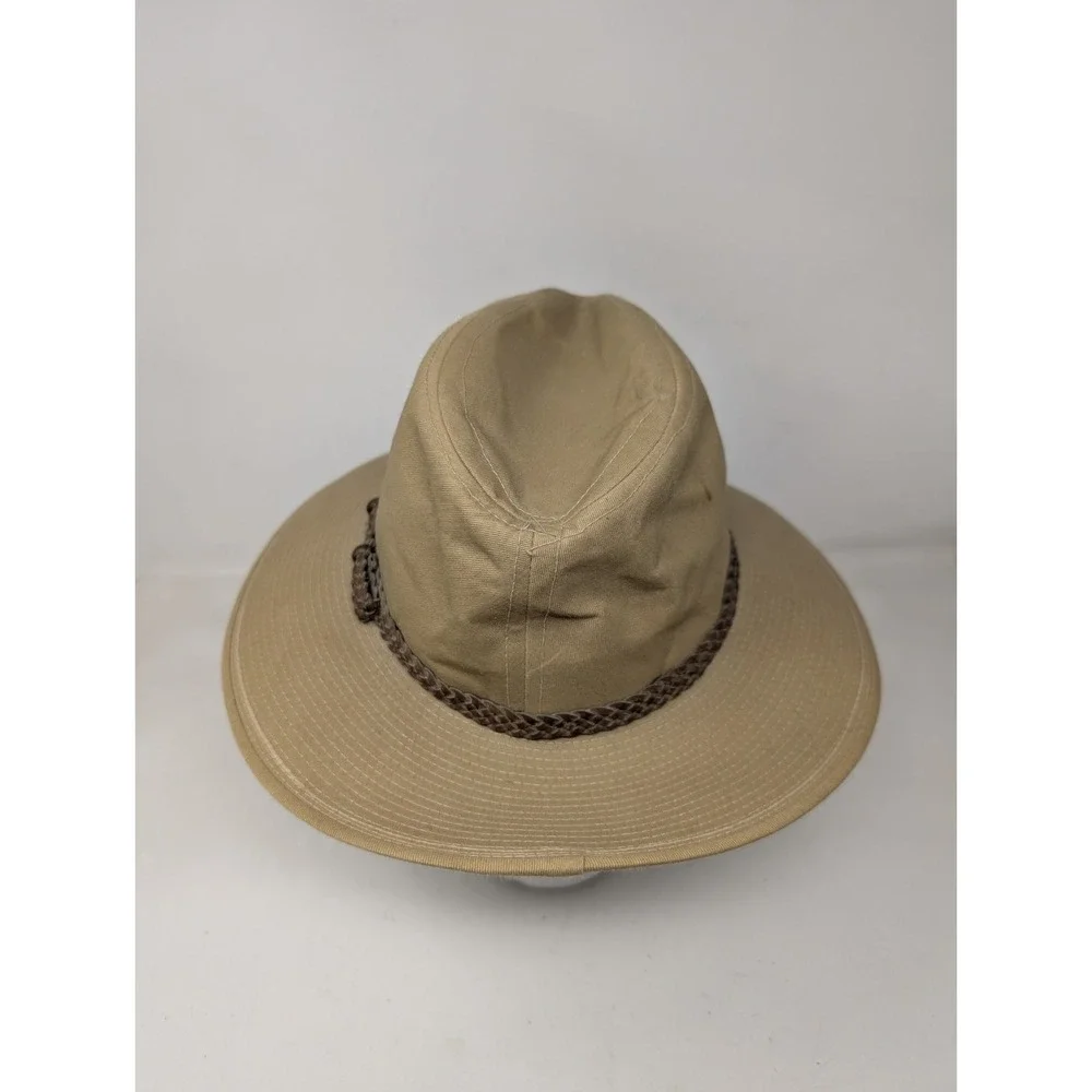 Vintage Fedora Hat Made in USA Men's Size Medium Safari Outdoor Canvas Sun Beige
